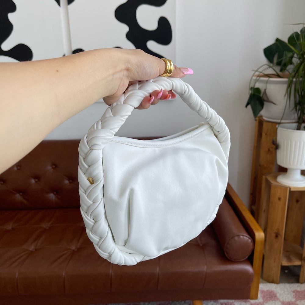White Braided Handle Women's Bag